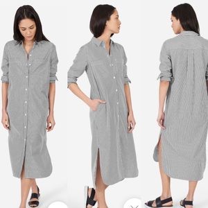 Everlane Striped Cotton Poplin Shirt Dress, 6